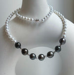 Elly’s 7pcs 8.5-9.4mm Genius natural Tahitian Ocean Pearls Necklace: Extreme luster mirrored, 17.3”, S925 silver necklace strand. daily office Tahitian ocean pearls necklace strand for her holiday