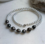 Elly’s 7pcs 8.5-9.4mm Genius natural Tahitian Ocean Pearls Necklace: Extreme luster mirrored, 17.3”, S925 silver necklace strand. daily office Tahitian ocean pearls necklace strand for her