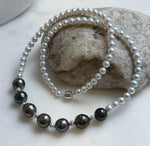 Elly’s 7pcs 8.5-9.4mm Genius natural Tahitian Ocean Pearls Necklace: Extreme luster mirrored, 17.3”, S925 silver necklace strand. daily office Tahitian ocean pearls necklace strand for her