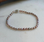Elly’s Bracelet Lavender Rose small Pearls: Extreme luster mirrored, 3.8-4mm, S925 silver magnetic clips Bracelet.