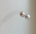 Elly’s 13.3mm Large Edison white Pearls Earrings studs: Extreme luster Mirrored, S925 silver minimalist earrings. daily office earrings studs for her