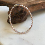 Elly’s Bracelet Pink Rose small Pearls: Extreme luster mirrored, 3.8-4mm, S925 silver magnetic clips Bracelet. daily office small colored pearls bracelet