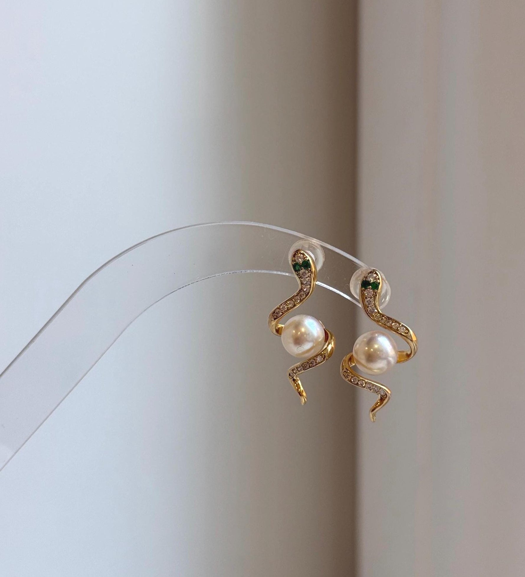 Elly’s Insale Akoya ocean pearls Snake Earrings: Extreme luster mirrored, 6.6mm, S925 silver cool earrings. high quality ocean pearls snake earrings for her