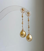 Elly’s 10.8mm Genius South sea deep Tea golden ocean Pearls Earrings: Extreme luster mirrored, 5cm high, S925 silver earrings chandeliers.