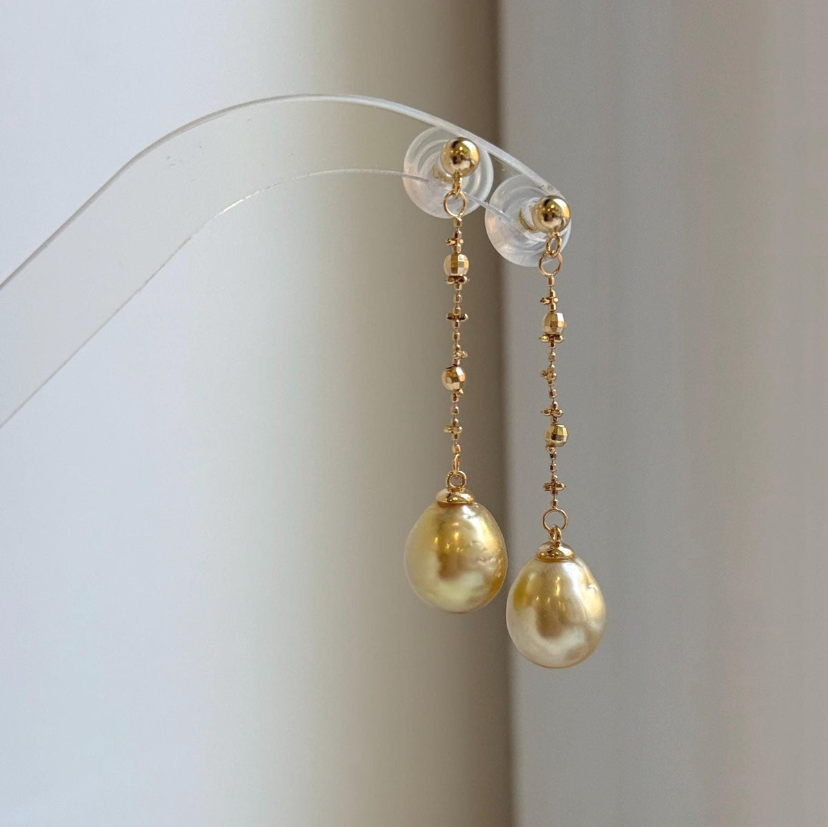 Elly’s 10.8mm Genius South sea deep Tea golden ocean Pearls Earrings: Extreme luster mirrored, 5cm high, S925 silver earrings chandeliers.