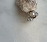 Elly’s 8.5mm Akoya off white ocean pearl Ring: Extreme luster mirrored, s925 silver adjustable ring. Pearl Jewelry Idea. Pearl Ring gift for her birthday