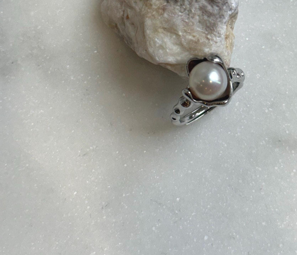 Elly’s 8.5mm Akoya off white ocean pearl Ring: Extreme luster mirrored, s925 silver adjustable ring. Pearl Jewelry Idea. Pearl Ring gift for her birthday
