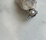 Elly’s 8.5mm Akoya off white ocean pearl Ring: Extreme luster mirrored, s925 silver adjustable ring. Pearl Jewelry Idea. Pearl Ring gift for her birthday