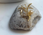Elly’s south sea golden ocean pearl Bamboo brooch: Extreme luster mirrored, 11mm. daily office golden pearl cool fancy brooch