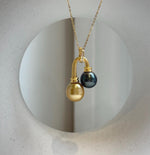 Elly’s Double South sea Golden Black platinum Tahitian pearls Pendant: 10.1-11mm, 1.8x2.6cm, Extreme luster, S925 Silver Cool pendant. high quality pearls cool pendant for her birthday