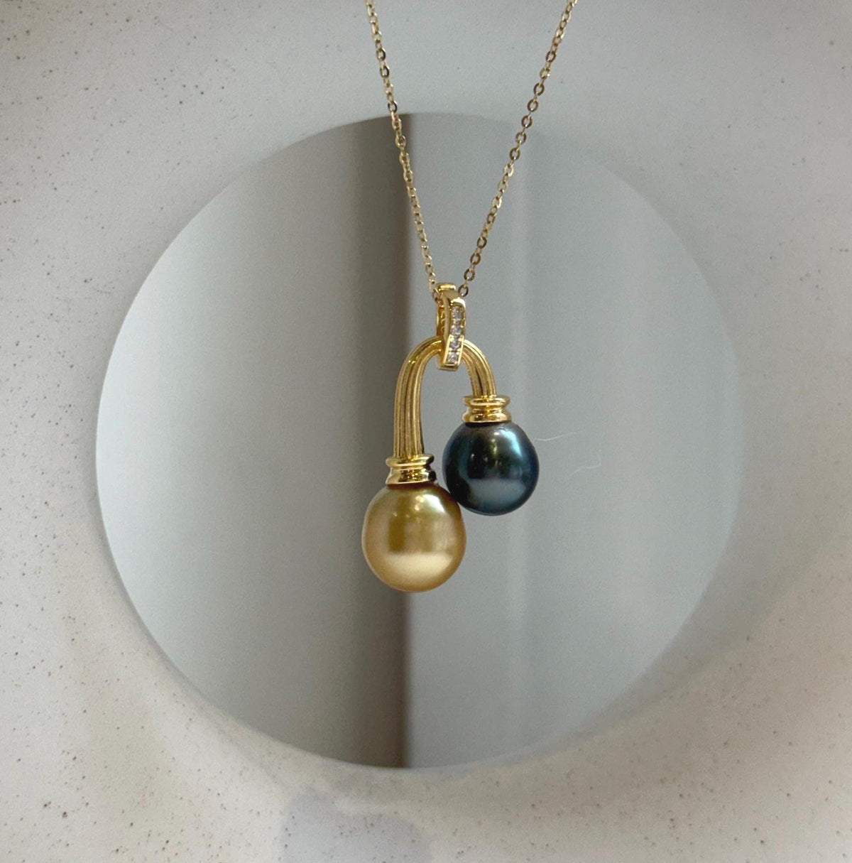 Elly’s Double South sea Golden Black platinum Tahitian pearls Pendant: 10.1-11mm, 1.8x2.6cm, Extreme luster, S925 Silver Cool pendant. high quality pearls cool pendant for her holiday