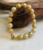 Elly’s 9.7-11mm 16pcs Genius South sea golden Ocean Pearls bracelet: Extreme luster, gold to deep golden pearls, 8.6”, S925 silver bracelet. high quality genius golden ocean pearls gift for her birthday anniversary statement holiday retirement