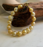 Elly’s 9.7-11mm 16pcs Genius South sea golden Ocean Pearls bracelet: Extreme luster, gold to deep golden pearls, 8.6”, S925 silver bracelet. high quality genius golden ocean pearls gift for her birthday anniversary statement holiday retirement