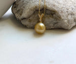 Elly’s 12.5mm Genius South sea deep Tea golden ocean pearl Pendant: Extreme luster, 2.2cm high, s925 silver minimalist cool pendant. high quality golden ocean pearl pendant for her