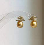 Elly’s 11.9mm Genius South sea deep gold ocean pearl Pendant: Extreme luster, 1.9cm high, s925 silver minimalist cool pendant.high quality golden ocean pearls gift for her