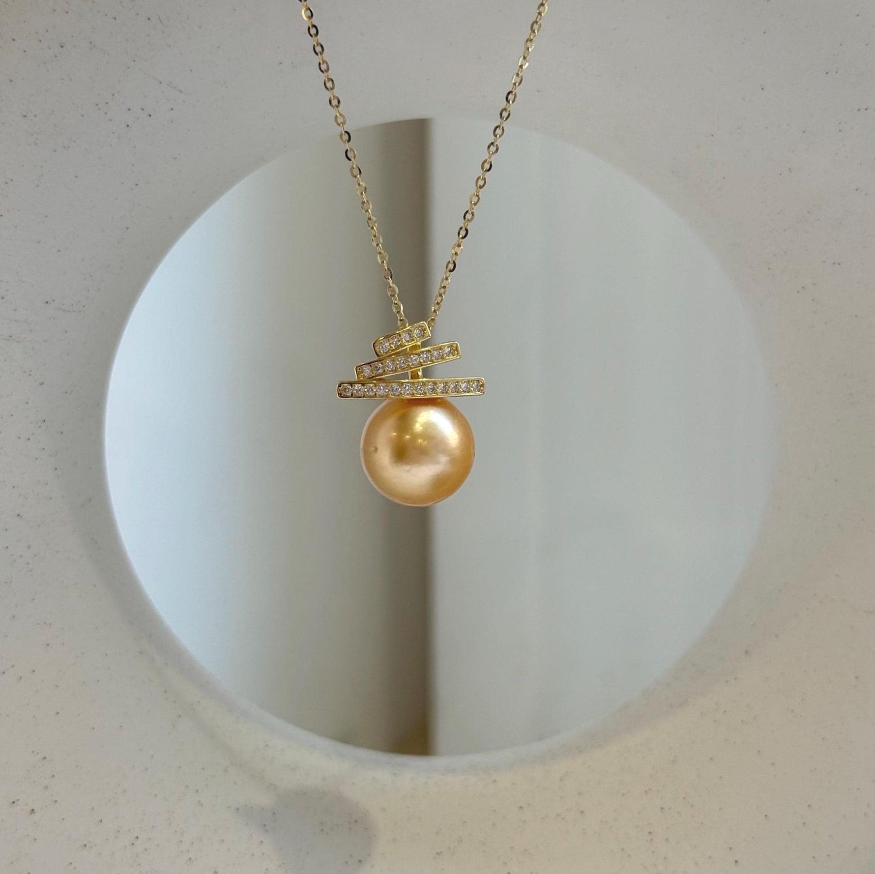 Elly’s 12mm Genius South sea deep golden ocean pearl Pendant: Extreme luster, 2cm high, s925 silver minimalist pendant. golden ocean pearl pendant gift for her