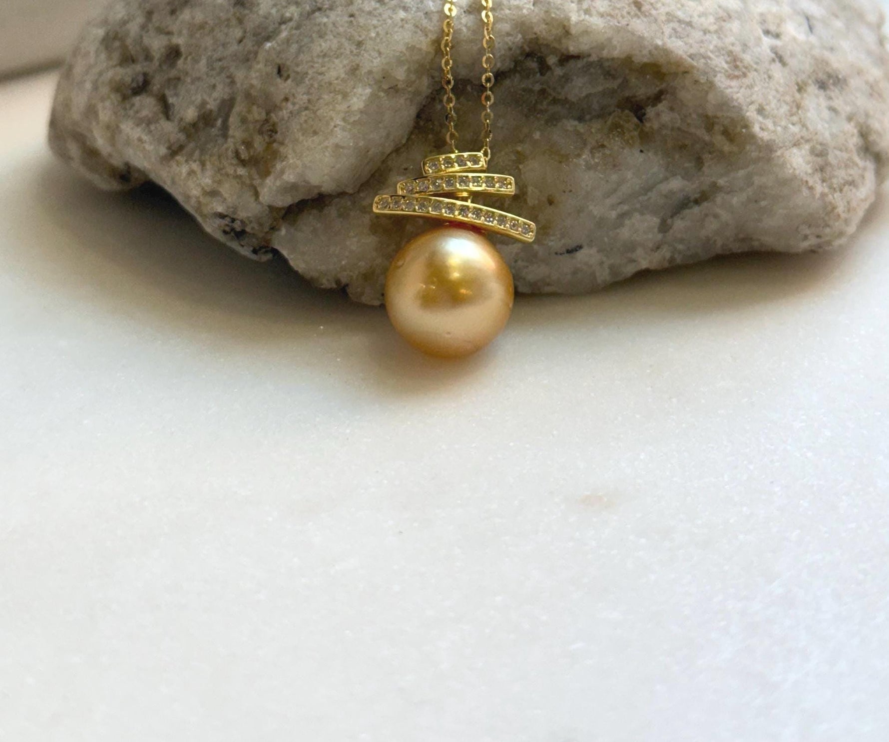Elly’s 12mm Genius South sea deep golden ocean pearl Pendant: Extreme luster, 2cm high, s925 silver minimalist pendant. golden ocean pearl pendant gift for her holiday