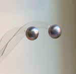 Elly’s 15.5mm Genius Sky Blue Ocean Mabe Pearls Earrings Studs: Extreme luster Mirrored, S925 silver minimalist earrings studs. high quality Sky blue Japanese ocean Mabe pearls earrings studs for her