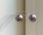 Elly’s 15.5mm Genius Sky Blue Ocean Mabe Pearls Earrings Studs: Extreme luster Mirrored, S925 silver minimalist earrings studs. high quality Sky blue Japanese ocean Mabe pearls earrings studs for her
