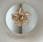 Elly’s South sea ultra gold pearl Floral brooch pendant 2in1: Extreme luster mirrored, 10.2mm, 4.5cm dia.gift for her daily brooch