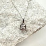 Bezel Princess Cut Moissanite Necklace | 1.2 CT D/VVS1 Flawless Brilliant Cut Moissanite Minimalist Pendant | Solid S925 Silver Jewelry