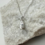 Teardrop Moissanite 3-Prong Necklace | 2.0 CT D/VVS1 Flawless Pear Cut Moissanite Solitaire Pendant | Solid S925 Silver Minimalist Jewelry