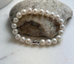 Elly’s 7.9-8.4mm Natural White Pop Crinkle Pearls Bracelet: Extreme luster mirrored, knotted, S925 silver Bracelet. high quality white pearls bracely for her