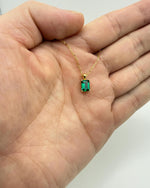 Emerald Cut Hydrothermal Emerald Necklace | 1.0 CT Lab Emerald 4-Prong Solitaire Pendant | Solid S925 Silver Minimalist Jewelry