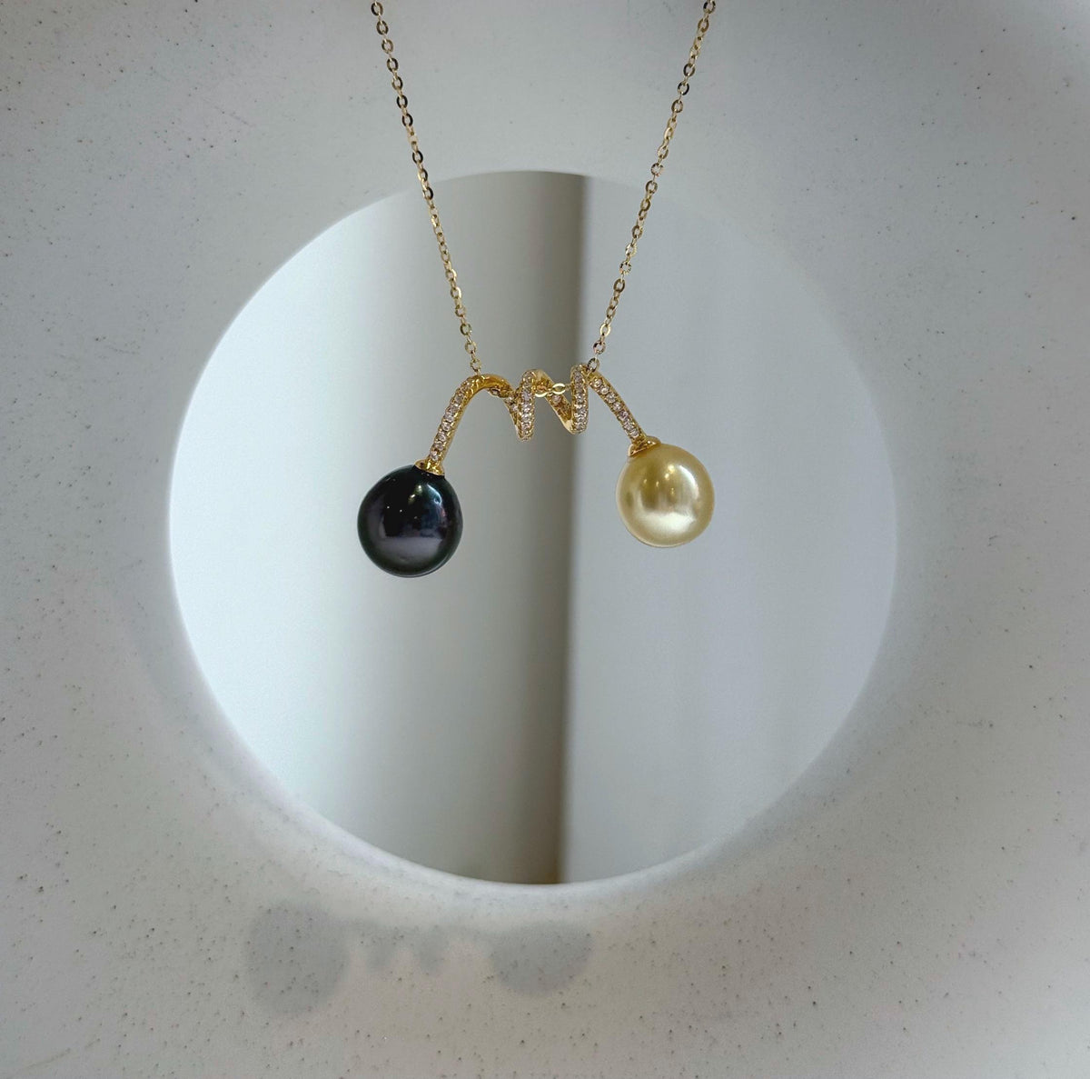 Elly’s 9.7-10.2mm Genius South sea ultra gold Tahitian peacock hunter ocean pearls Pendant: Extreme luster, s925 silver pendant. high quality double pearls sterling silver pendant for her anniversary