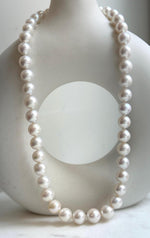 Elly’s 43pcs White Edison Pearls Necklace Strand: Extreme luster, 9.2-12mm, 19.3”, S925 silver necklace. daily office Edison white pearls necklace strand for her birthday