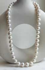 Elly’s 43pcs White Edison Pearls Necklace Strand: Extreme luster, 9.2-12mm, 19.3”, S925 silver necklace. daily office Edison white pearls necklace strand for her birthday party