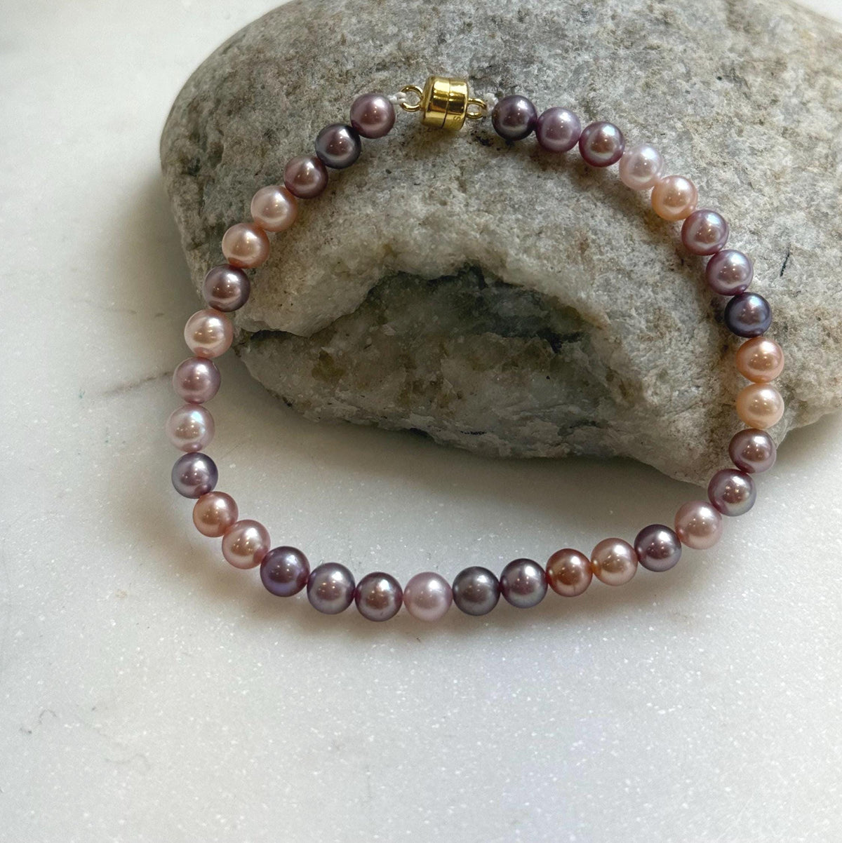 Elly’s Natural Multicolor Pearls Bracelet: Extreme luster mirrored, S925 silver Bracelet.high quality colorful pearls bracelet for her anniversary