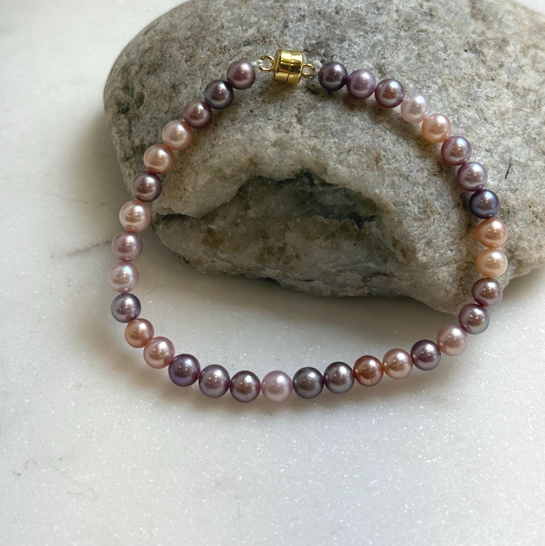 Elly’s Natural Multicolor Pearls Bracelet: Extreme luster mirrored, S925 silver Bracelet.high quality colorful pearls bracelet for her anniversary