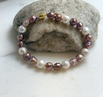 Elly’s Natural Multicolor Pearls Bracelet: Extreme luster mirrored, S925 silver Bracelet.high quality colorful pearls bracelet for her birthday