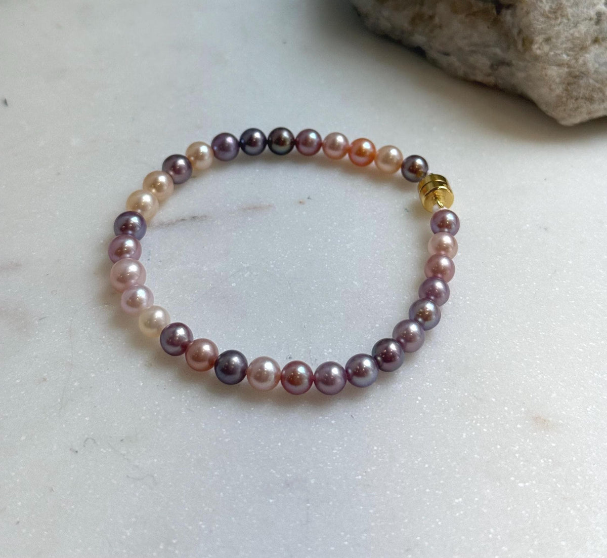 Elly’s Natural Multicolor Pearls Bracelet: Extreme luster mirrored, S925 silver Bracelet. 17cm. Daily office pearls bracelet for her birthday
