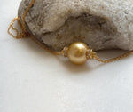 Elly’s 13.3mm South Sea deep golden Ocean Pearl Necklace set: Extreme luster mirrored, S925 silver chain set. To 19.1”. high quality south sea golden pearl fancy pendant necklace set for her daily office wear