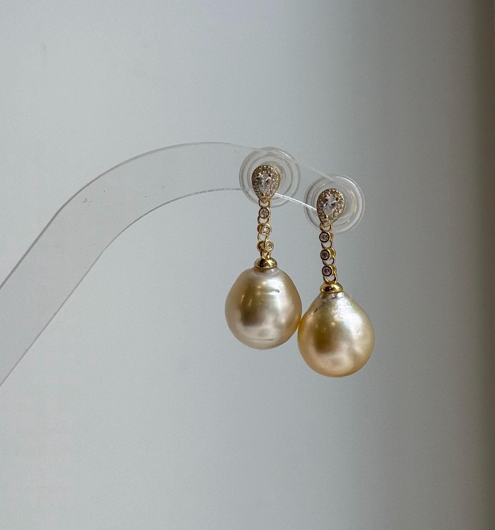Elly’s 12.1mm Genius South sea golden ocean Pearls Earrings: Extreme luster mirrored,2.9cm high, S925 silver earrings chandeliers. high quality elegant gold pearl earrings for her