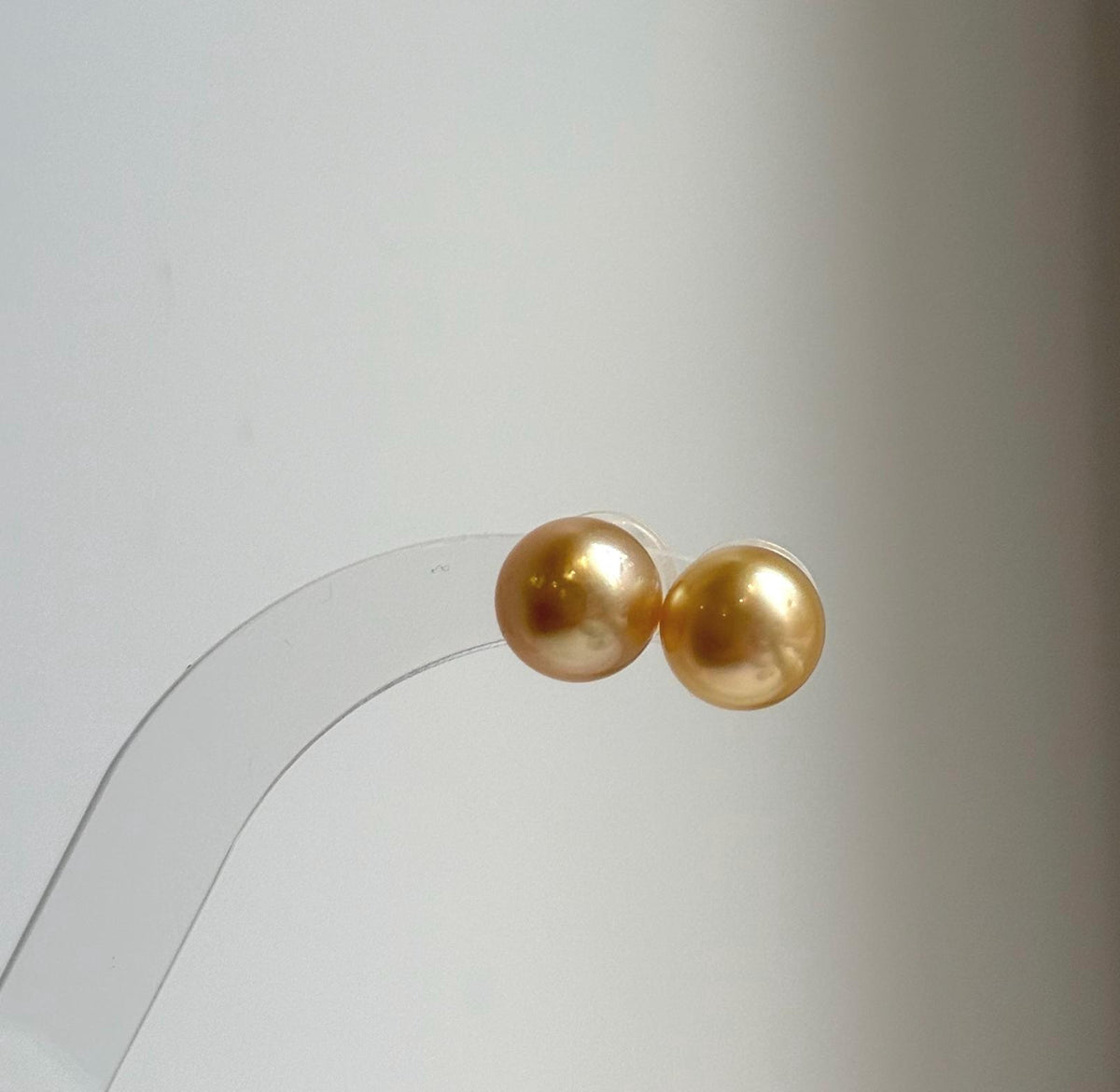 Elly’s 10.4mm Genius natural South sea deep golden ocean Pearls Earrings studs: Extreme luster, S925 silver minimalist earrings studs. high quality golden ocean pearls earrings studs for her