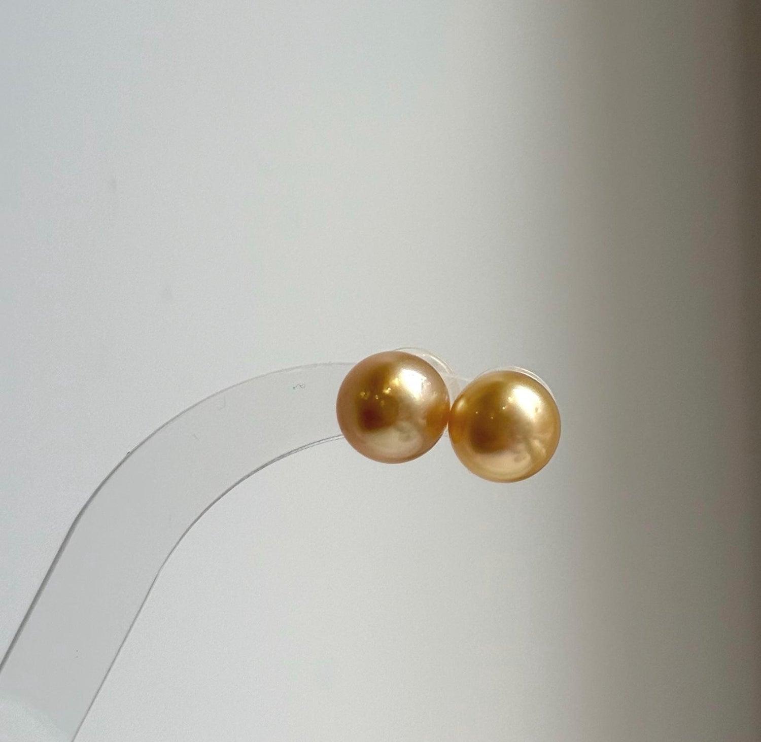 Elly’s 10.4mm Genius natural South sea deep golden ocean Pearls Earrings studs: Extreme luster, S925 silver minimalist earrings studs. high quality golden ocean pearls earrings studs for her
