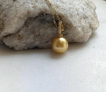 Elly’s 11.2mm Genius South sea deep tea gold ocean pearl Pendant: Extreme luster, s925 silver 18k gold plated pendant. gift for her