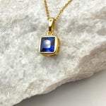 Bezel Princess Cut Lab Sapphire Necklace | 1.2 CT Royal Blue Brilliant Cut Sapphire Solitaire Pendant | Solid S925 Silver Minimalist Jewelry