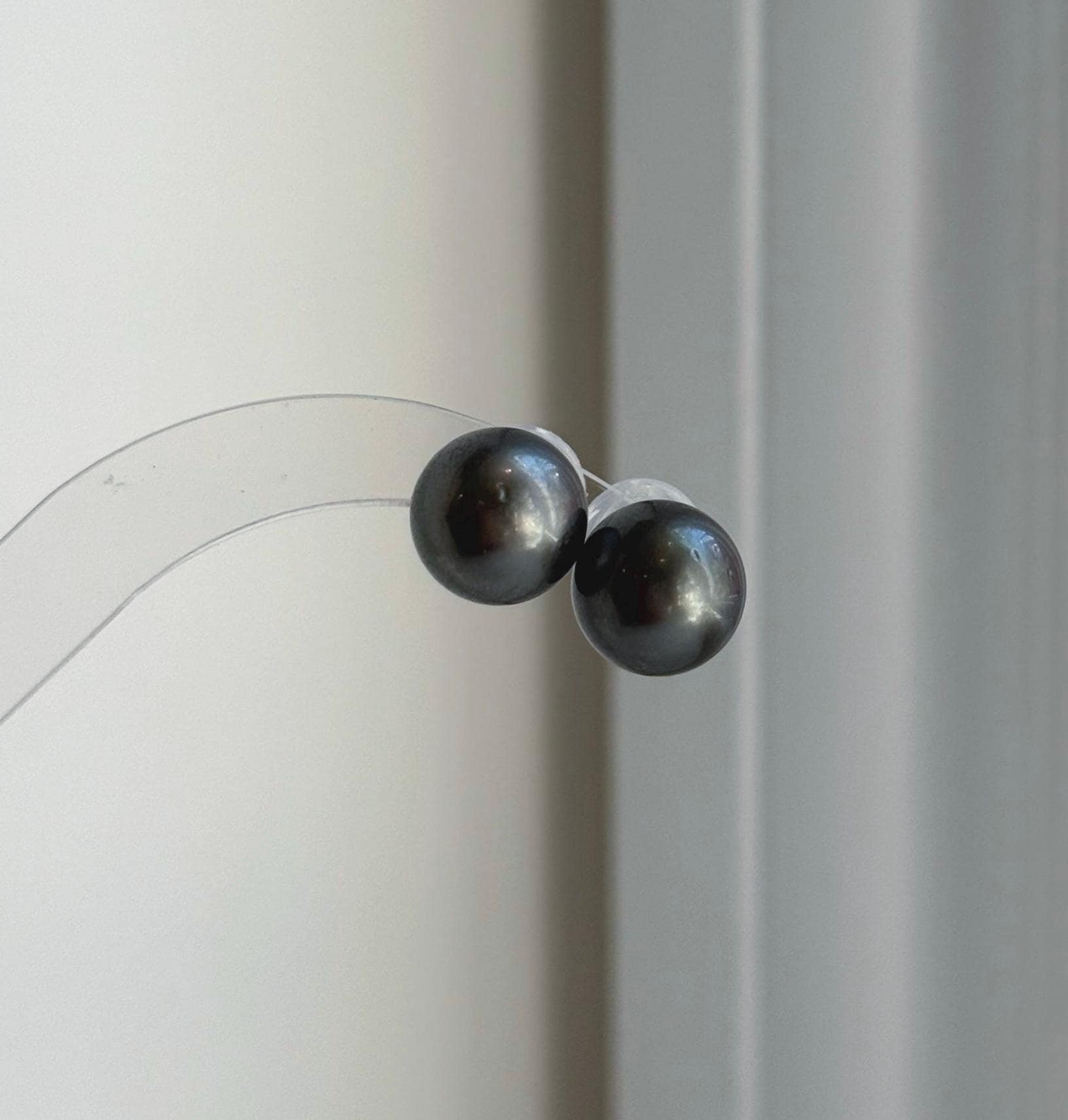Elly’s 12.3mm Tahitian Black Platinum ocean Pearls Earrings Studs: Extreme luster Mirrored,S925 silver minimalist earrings. black pearls daily office earrings studs for her