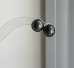 Elly’s 12.3mm Tahitian Black Platinum ocean Pearls Earrings Studs: Extreme luster Mirrored,S925 silver minimalist earrings. black pearls daily office earrings studs for her holiday