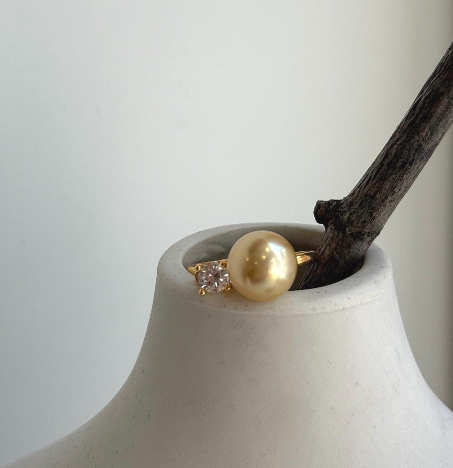 Elly’s 9.6mm South sea deep golden ocean pearl Ring: Extreme luster mirrored, S925 silver with gold plated adjustable floral Ring. high quality golden pearl ring for her