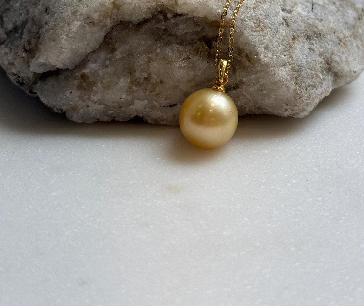 Elly’s 11.8mm Genius South sea ultra gold ocean pearl Pendant: Extreme luster, 2cm high, s925 silver minimalist daily pendant. gift for her daily office wear