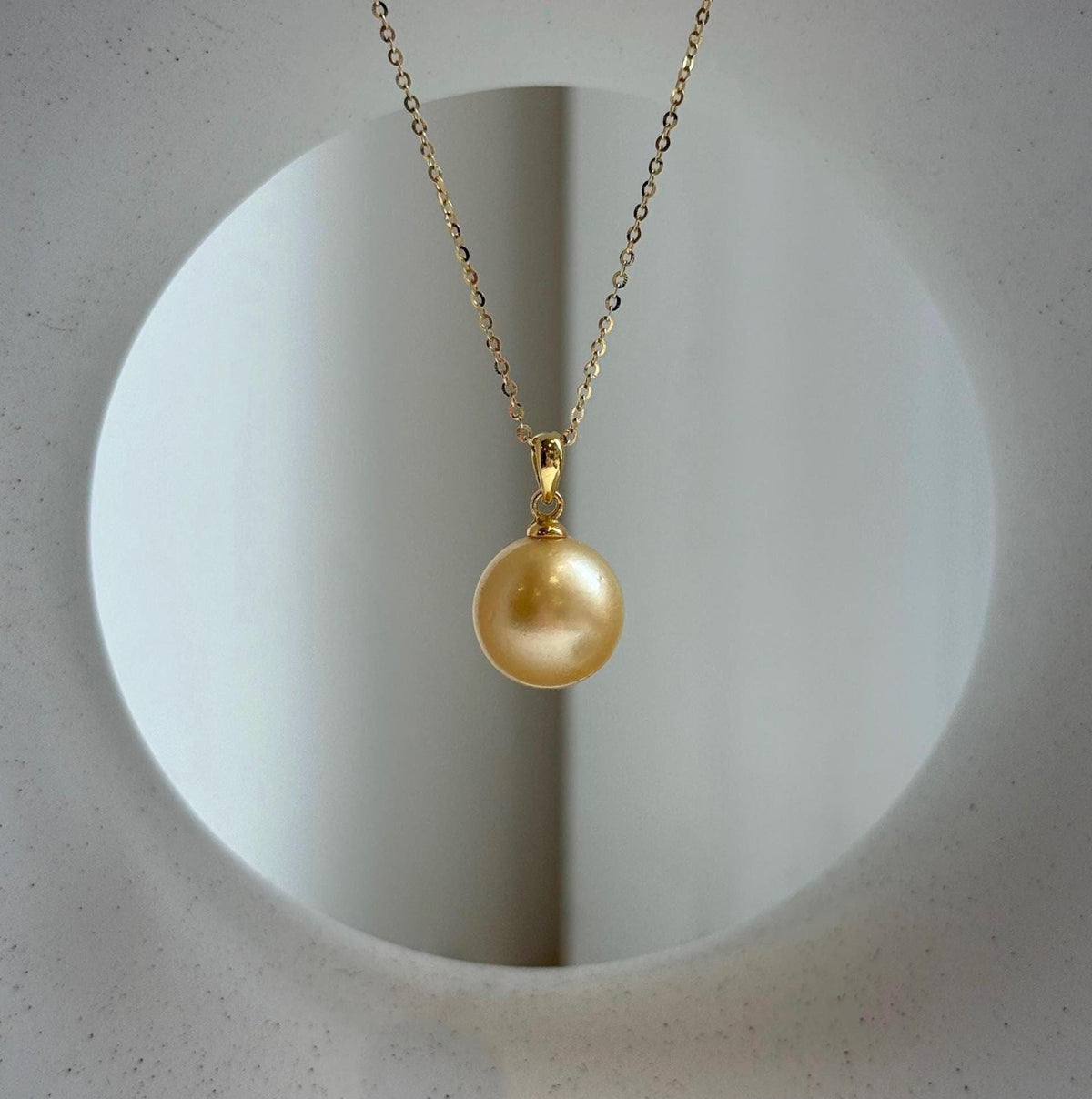 Elly’s 11.8mm Genius South sea ultra gold ocean pearl Pendant: Extreme luster, 2cm high, s925 silver minimalist daily pendant. gift for her