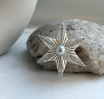 Elly’s 8.9mm Akoya ocean pearl Star brooch pendant 2in1: Extreme luster mirrored, 4.5cm dia. high quality daily office pearl brooch for her