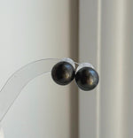 Elly’s 12.7mm Tahitian Black Platinum ocean Pearls Earrings Studs: Extreme luster Mirrored,S925 silver minimalist earrings.