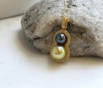 Elly’s 8-10.9mm Genius South Sea golden Tahitian ocean pearl Pendant: Extreme luster, 3.1cm high, S925 Silver Gourd pendant Chain Set. high quality pearls pendant for her Mother’s Day gift