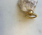 Elly’s 10mm South sea deep Tea gold ocean pearl Ring: Extreme luster, S925 silver with gold plated adjustable minimalist Ring. high quality golden pearl ring for her